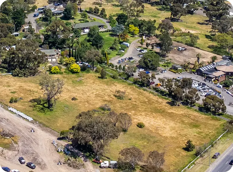 Aerial view of the Claire De Lune land estate in Greenvale