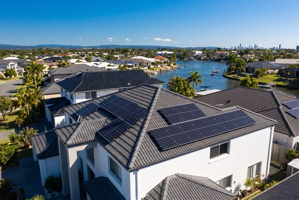 Rooftop solar panels on an Ozcan Group home