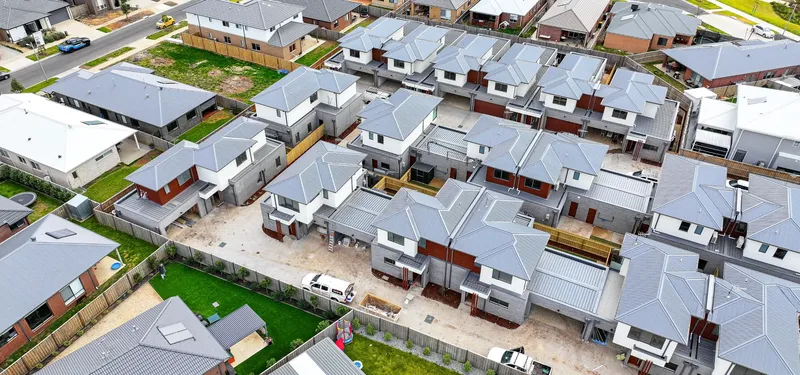 Aerial view of a multi-unit residential development in Melbourne